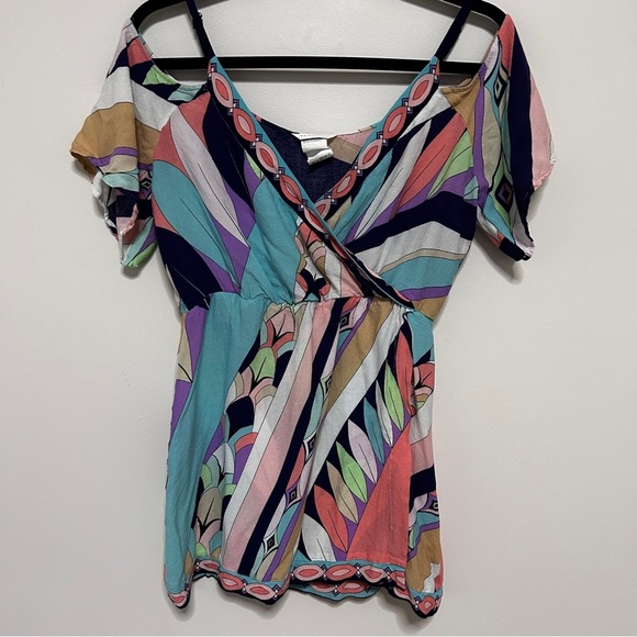 Trina Turk Tank Top Women's Size Medium Off The Shoulder Baby Doll Y2K Boho - Picture 1 of 13